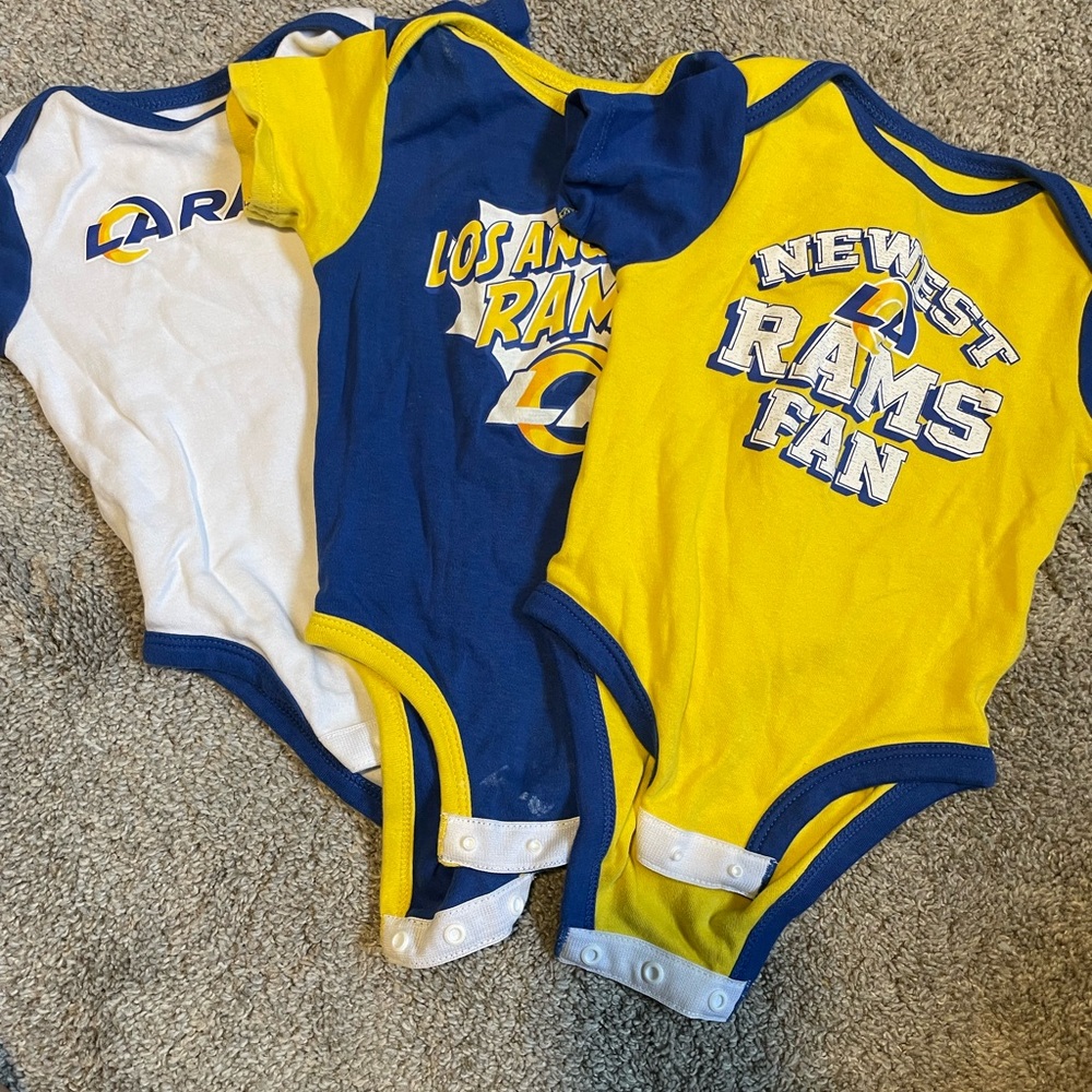 NFL Los Angeles Rams Infant Bodysuit Trio - Blue, Yellow, White